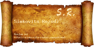 Simkovits Rezső névjegykártya